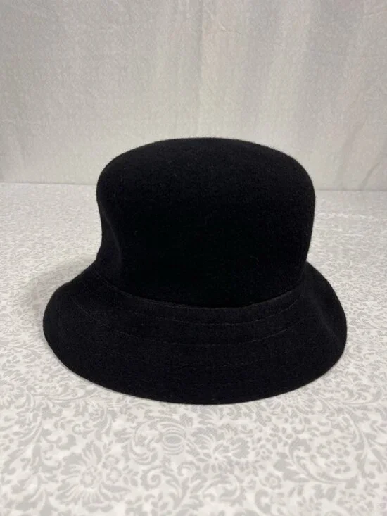 Vtg Kangol Bucket Hat UK Black Wool Angora 90s Hip Hop Streetwear Sz Regular - Picture 7 of 11